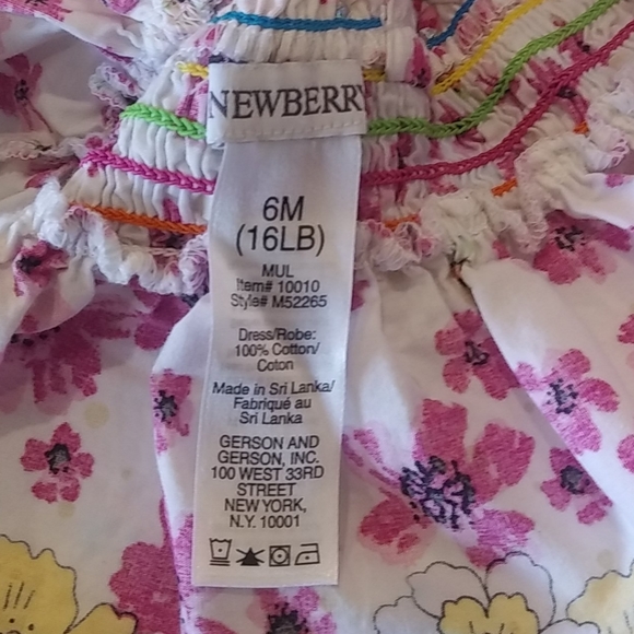 Newberry Flowered/Sparkly Summer Dress Size 6Month - Picture 7 of 8